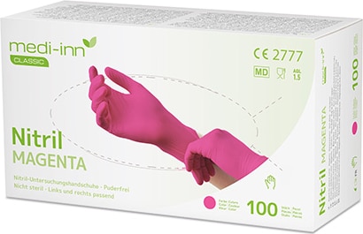 1000 `Medi-Inn® Classic` Handschuhe, Nitril puderfrei magenta `Nitril Magenta` Größe M