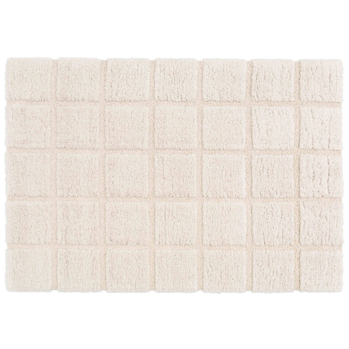 Tapis rectangulaire à poils longs style shaggy écru 160 x 230 cm - Oviala