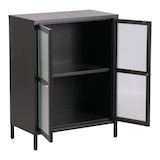 thumbnail of Helloshop26 - Aparador em aço e vidro ondulado 84 x 64 x 35 cm preto 03_0006612