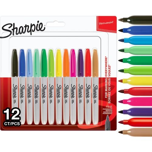 Pack 12 Marcadores Permanentes SHARPIE 2065404-0.9 mm · Pointe fine