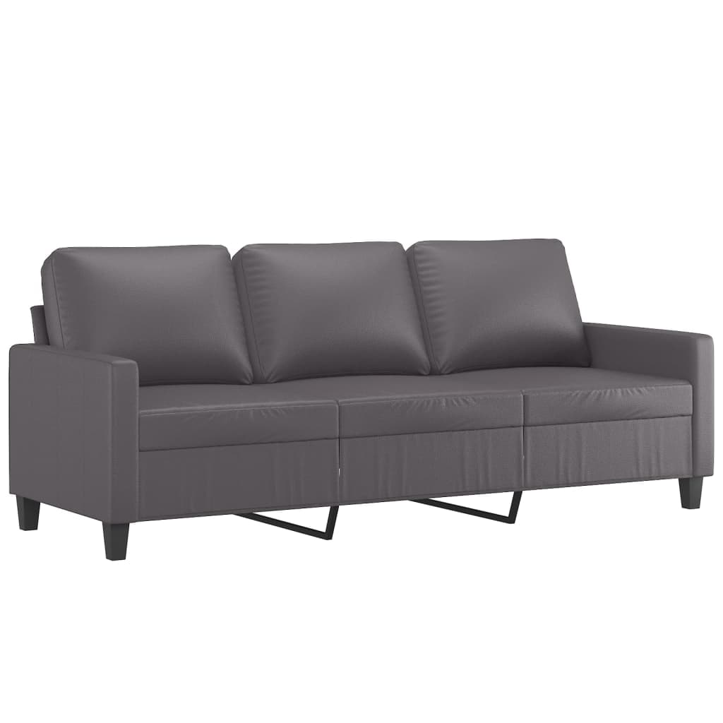 vidaXL 3-Sitzer-Sofa Grau 180 cm Kunstleder