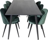 thumbnail of Dipp180x90BLBL Essgruppe Esstisch schwarz und 6 Velvet Esszimmerstühle Velour grün, schwarz.