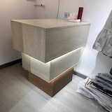 thumbnail of Theke, Kassentheke, Gewerbetheke, LED Beleuchtung Theke beige braun 140x50x90cm