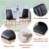 thumbnail of Esszimmerstuhl Set 4er aus PU Leder Schwarz+Gold 93x43x43cm mit ergonomischer Rückenlehne, stabile Metallbeine, pflegeleicht für Küche und Wohnbereich