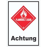 thumbnail of Aufkleber Entzündbare flüssige Stoffe Achtung Flammable Liquid A6 (105x148mm)
