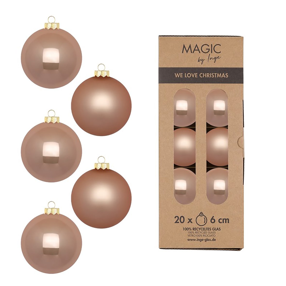 20 Weihnachtskugeln Glas 6cm matt & glänzend Christbaumkugeln Weihnachtsbaumkugeln Weihnachten Christbaumschmuck Weihnachtsbaumschmuck Beige