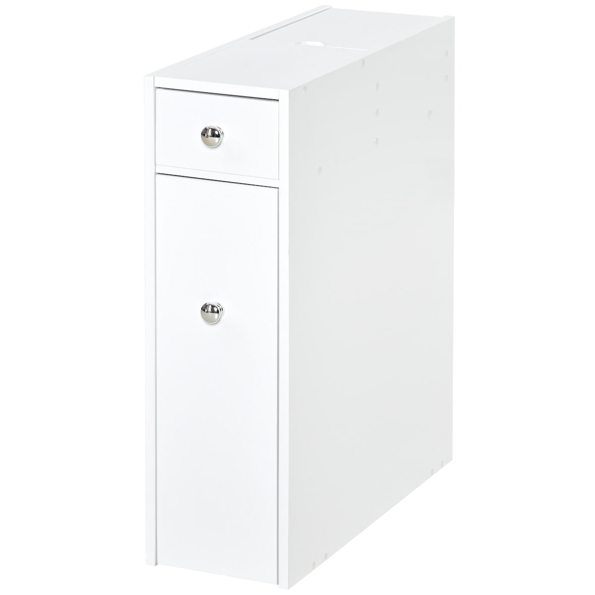HOMCOM armario auxiliar de baño mueble de baño estrecho con 2 cajones y compartimiento superior con tapa para lavabo ducha 17x48x58 cm blanco