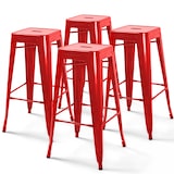 thumbnail of Set van 4 barkrukken in glanzend rood staal