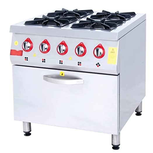 Cocina industrial profesional europea a gas 84x80cm de 4 fogones con horno para negocios de hosteleria…