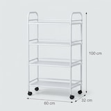 thumbnail of Carrello Portavivande 4 Ripiani Ruote Cucina Mobile 60x32x100 cm - Bianco