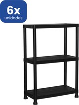thumbnail of Pack 6 Estanterías de Resina 3 Baldas Negra Multiusos - 91x61x31 cm - Carga Total 75kg - Resistente a Humedad para Despensa Trastero y Lavadero