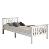 thumbnail of Einzelbett 90x200 cm aus massivem Kiefernholz mit Stauraum – modernes Design, hohe Stabilität, Schubladen, Weiß