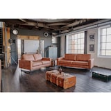 thumbnail of Sofá de 2 plazas KAWOLA VILNIUS de piel sintética con revestimiento de piel coñac