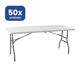 thumbnail of Pack 50 Mesas Plegables 180cm Blancas. Lote Profesional Mesa Maleta Rectangular. Acero y HDPE Alta Resistencia