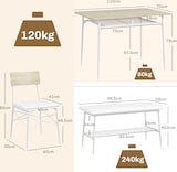 thumbnail of Esstisch-Set 4-teilig 110x70 cm mit 2 Stühlen & Bank Eiche MDF/Metall Platzsparend Komfortabel Küche Esszimmer Modern für 4 Personen