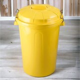 thumbnail of Cubo de basura con tapa 100 litros basurero amarillo asas de presión