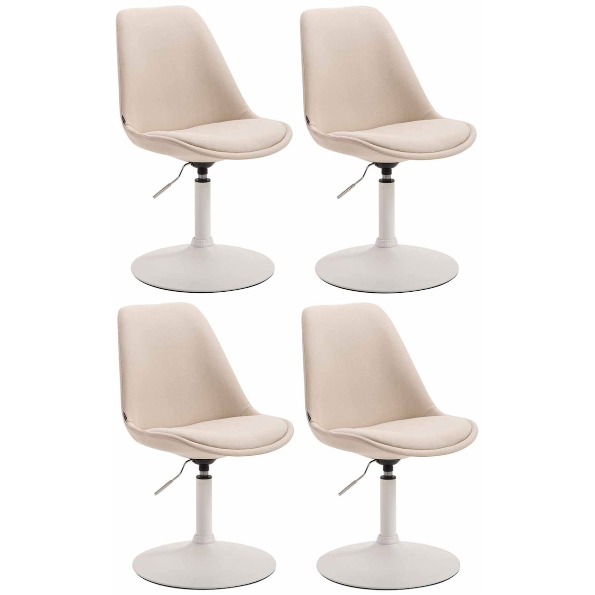 Set di 4 sedie da pranzo in tessuto Maverick crema/bianco