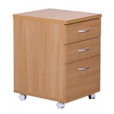 thumbnail of Moderner Büro Rollcontainer in Buche, 60 cm, mit 3 Schubladen, elegante Aluminiumgriffe, praktische Rollen für leichte Beweglichkeit | Kadima Design