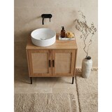 thumbnail of Waschbeckenunterschrank Eiche-Optik 60x60x40 cm mit Türen, Badezimmerschrank mit Rattangeflecht, Unterschrank Stehend, Badschrank Midischrank Klein