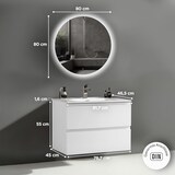 thumbnail of Alpenberger Gäste WC Badmöbel Set mit LED-Spiegel | Waschbecken mit Unterschrank 80 cm Breit | Waschtisch mit Waschbeckenunterschrank Badezimmermöbel