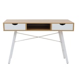 thumbnail of Schreibtisch HWC-E92, Bürotisch Computertisch, 3D-Struktur 120x60cm ~ naturbraun weiß
