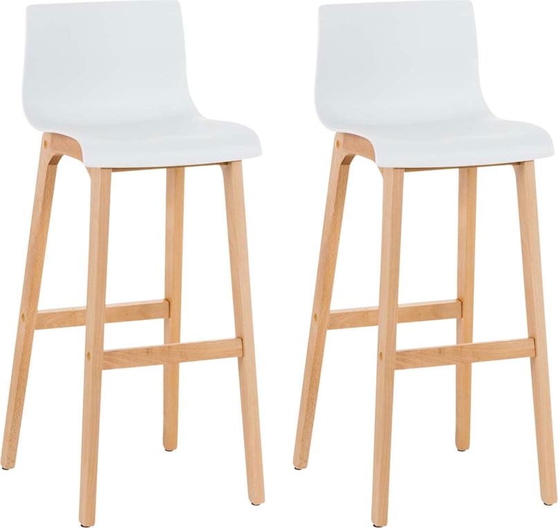 DELUKE® Barhocker 2er Set DELHI - Weiß, Holz | Barhocker mit Lehne Barstuhl Tresenhocker Tresenstuhl Kneipenhocker Kneipenstuhl