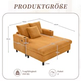 thumbnail of Übergroßer Relaxsessel mit Corduroy-Bezug, LED-Mehrfarbenlicht, USB-Anschluss, Getränkehalter, ergonomisch und komfortabel 128x142cm, Senfgelb