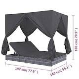 thumbnail of vidaXL Outdoor-Lounge-Bett mit Vorhängen Poly Rattan Grau