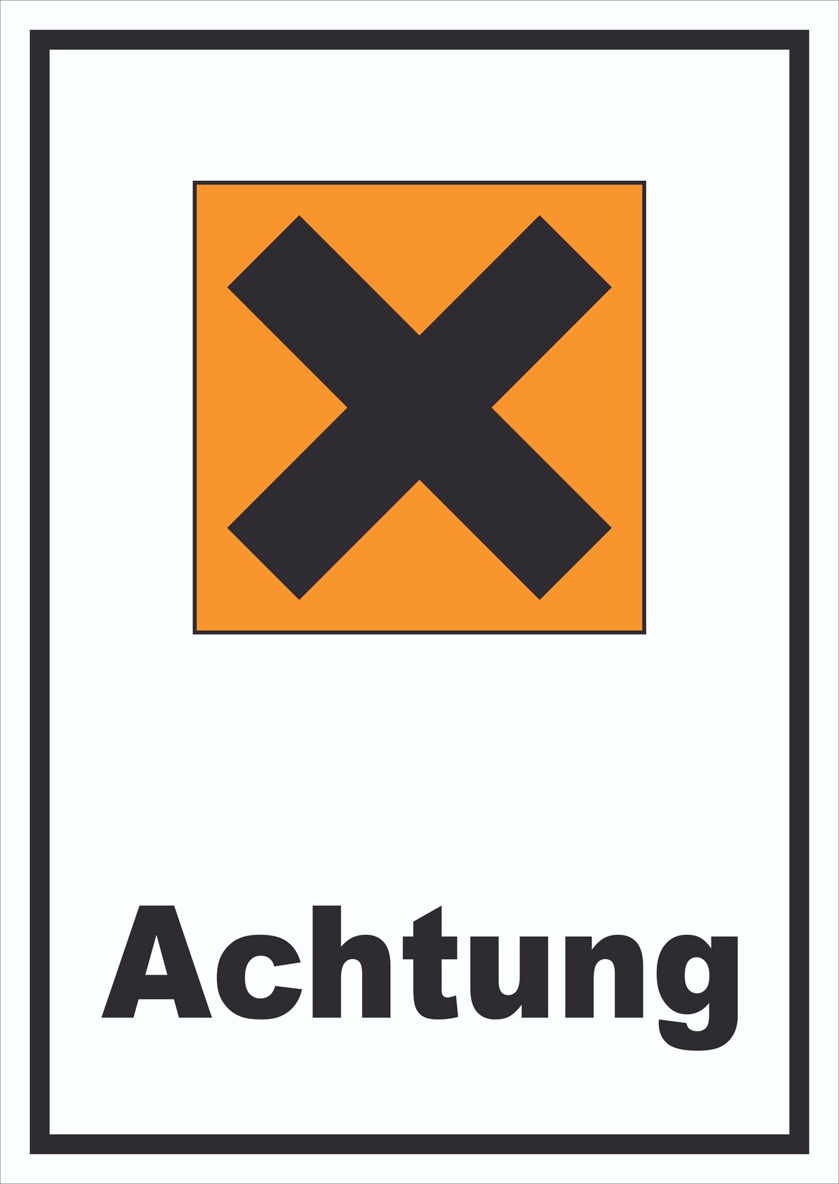 Schild Gefahrensymbol Gesundheitsschädlich Achtung Kreuz hochkant A2 (420x594mm)