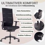 thumbnail of bümö SitzMeister Bürostuhl ergonomisch, Stoff & Netzbezug in schwarz - Ergonomischer Drehstuhl mit Rollen, Stuhl mit Armlehne, Synchronmechanik uvm.