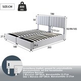 thumbnail of Polsterbett 180x200 cm Grau mit Leinenstoff, hydraulischem Stauraum, verstellbarem Kopfteil, Lattenrost, multifunktionales stabiles Holzgestell