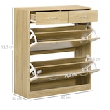 thumbnail of HOMCOM armario de zapatos mueble zapatero estrecho con 2 cajones abatibles y 2 cajones extraíbles para 12 pares de zapatos para entrada 80x30x91,5 cm
