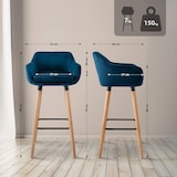 thumbnail of 2er Set Barhocker Grant Samt blau