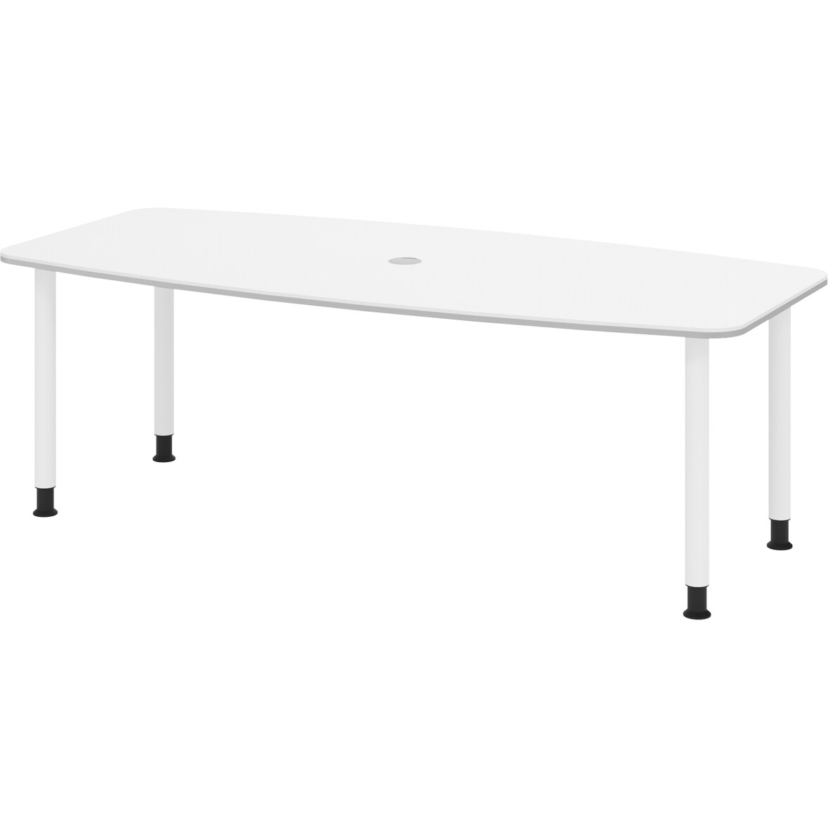 bümö Konferenztisch oval 220x103 cm großer Besprechungstisch in weiß, Besprechungstisch mit Gestell in Weiß, Meetingtisch für 8 Personen, XL-Tisch