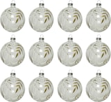 thumbnail of 12 Weihnachtskugeln 8cm Glas Blättermuster Christbaumkugeln transparent klar
