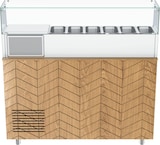 thumbnail of Gastronics Pizzakühltisch Premium – Kühltheke mit schwarzem Compact im Marmor-Design, Fischgrätenverkleidung, LED 2 Türen 154 x 80 x 145 cm