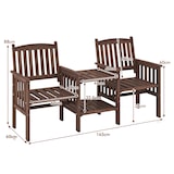 thumbnail of COSTWAY Tuinbank met tafel, 2-zits houten bank met parasolgat, 165 x 60 x 88 cm, bruin