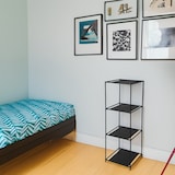 thumbnail of WellHome - Stellingkast met 3 stoffen vakken en metalen buizen H.98cm