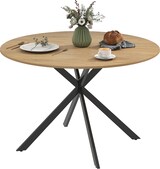 thumbnail of Standard-Esstisch rund Holz Eichefarben mit schwarzen Stahlbeinen, Ø120x75 cm, Industriestil, kratzfeste Melaminoberfläche
