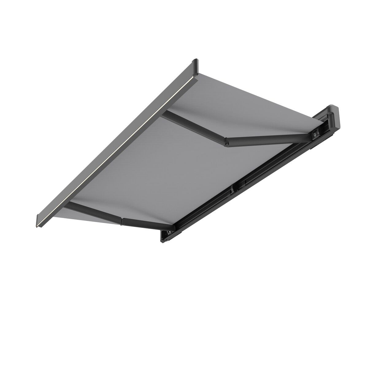 Spettmann SUNLITE Vollkassettenmarkise mit Funkmotor rechts und LED-Beleuchtung 350x250cm Gestellfarbe anthrazit Dessin uni grau