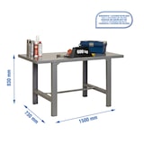 thumbnail of SimonRack Table de travail d’atelier, 1500x730 mm, plateau métallique, Charge 600 kg, Gris - BT-6