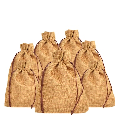 20x Sacos de juta natural 7x9 cm reutilizáveis para lembranças e presentes