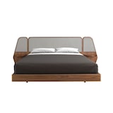 thumbnail of Angel Cerdá Bett in Walnuss und grauem Stoff 7175C