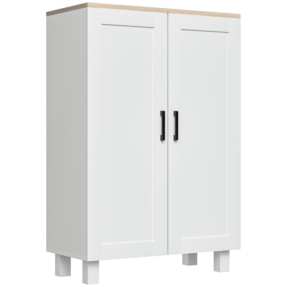 HOMCOM armario de salón moderno armario de almacenaje con 2 puertas estante ajustable y base elevada para cocina comedor pasillo dormitorio 60x30x90cm