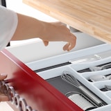 thumbnail of Relaxdays Besteckkasten für Schubladen, Besteckeinsatz für Kochbesteck, Schubladeneinsatz, HBT 4,5x33x40 cm, weiß/grau