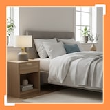 thumbnail of Relaxdays Tischlampe, Betonfuß, Stoffschirm, E27, HxD: 35 x 25 cm, Nachttischlampe mit Kabel, Schlafzimmer, grau/weiß