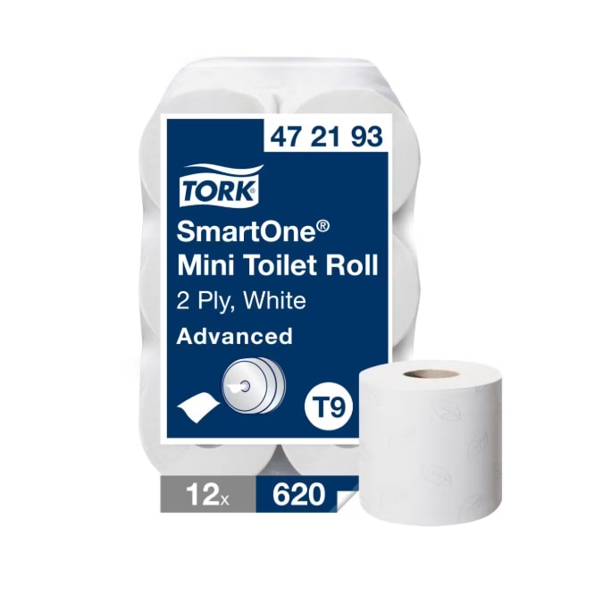 TORK SmartOne® | Mini Papel Higiénico Blanco T9 (cod. 472193) - Caja 12 ud