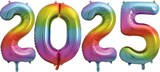 thumbnail of Folienballon Zahl 2025 Regenbogen bunt Silvester XL Ballon