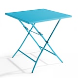 thumbnail of Table de terrasse pliante carrée en acier bleu - Oviala