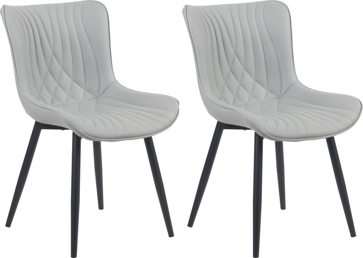DELUKE® 2er Set Stühle KELCE Kunstleder - 80,5x50x62cm, grau, Kunstleder Metall Gestell Stühle EsszimmerstühleEsstisch Stühle Küchenstuhl